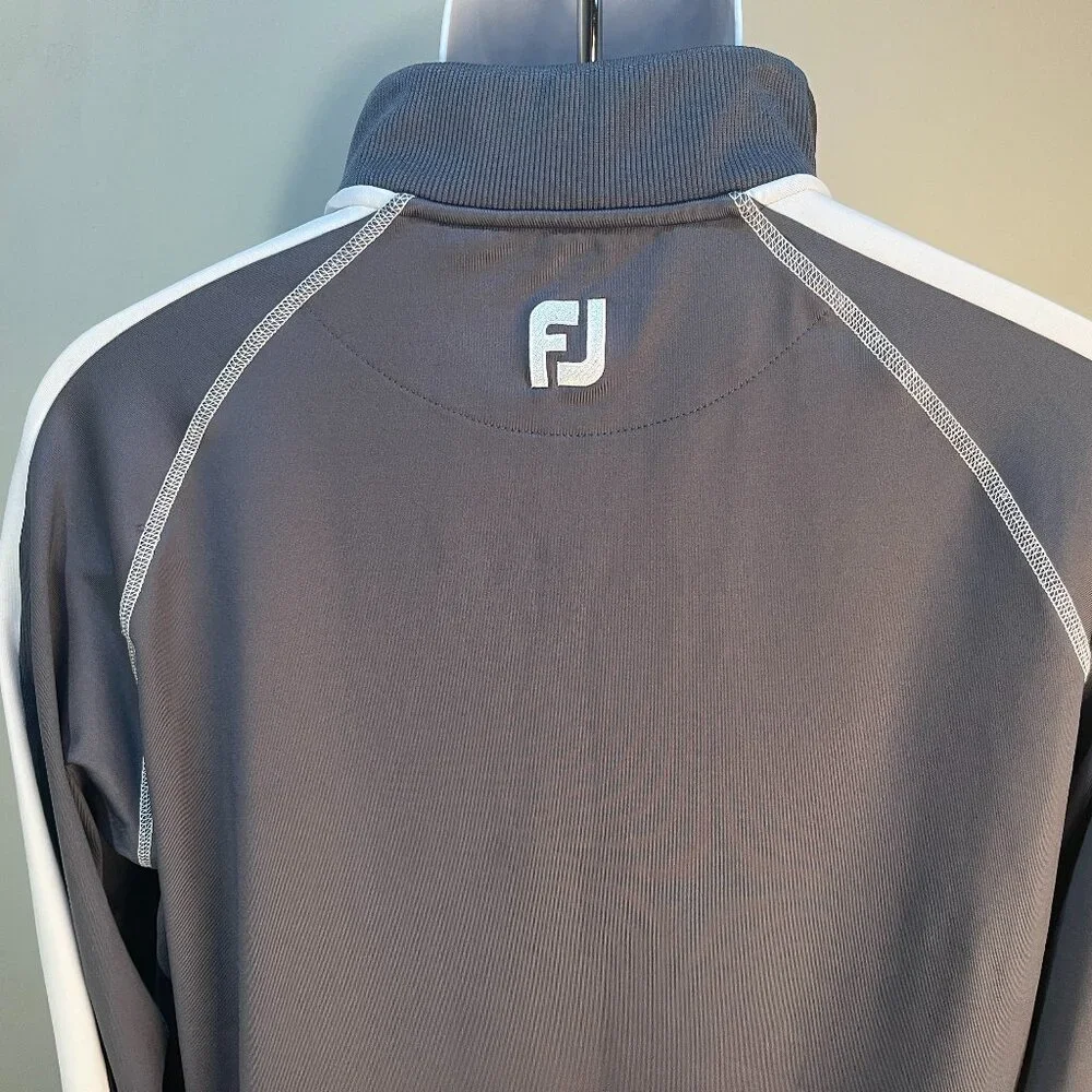 ⛳ FootJoy FJ Men’s Gray White 1/2 Zip Performance Jacket M EUC 🏌️